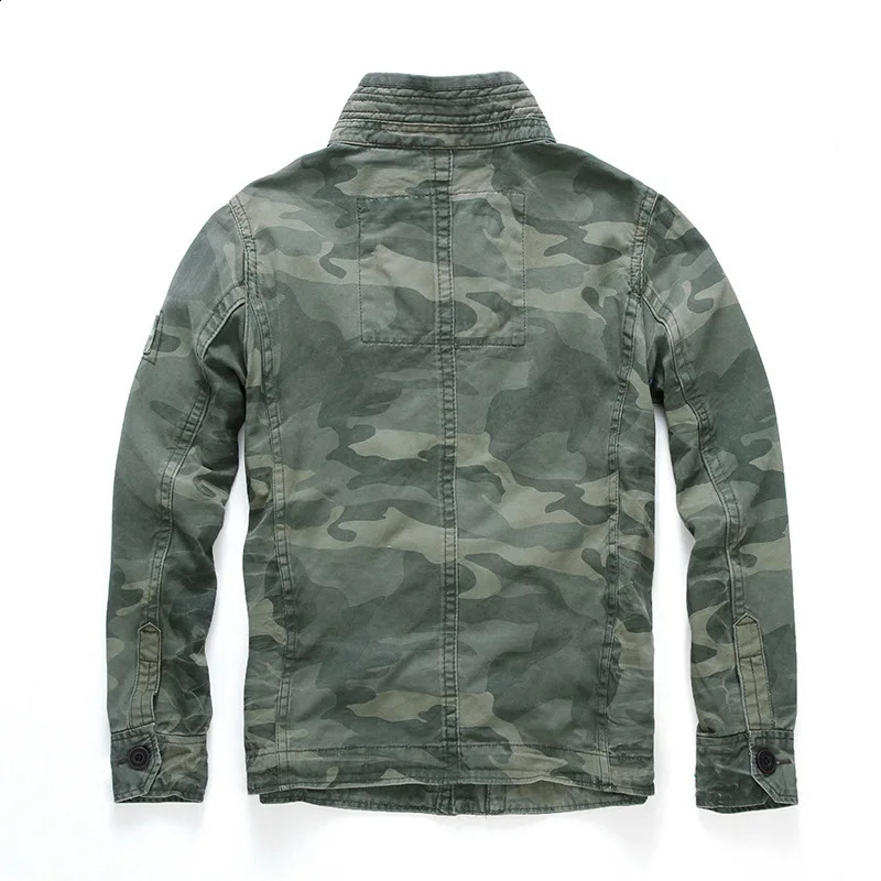 Mens casual Hombre camouflage sports jacket denim green military bomber mens autumn retro pocket 240921