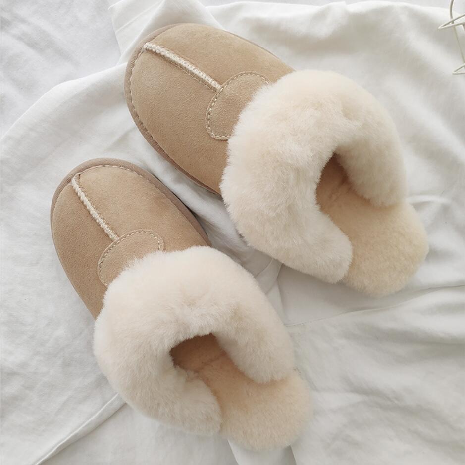 Sheepskin Fur Slippers | Anti-Slip Cozy Warm Wool House Shoes for Women dh910320090