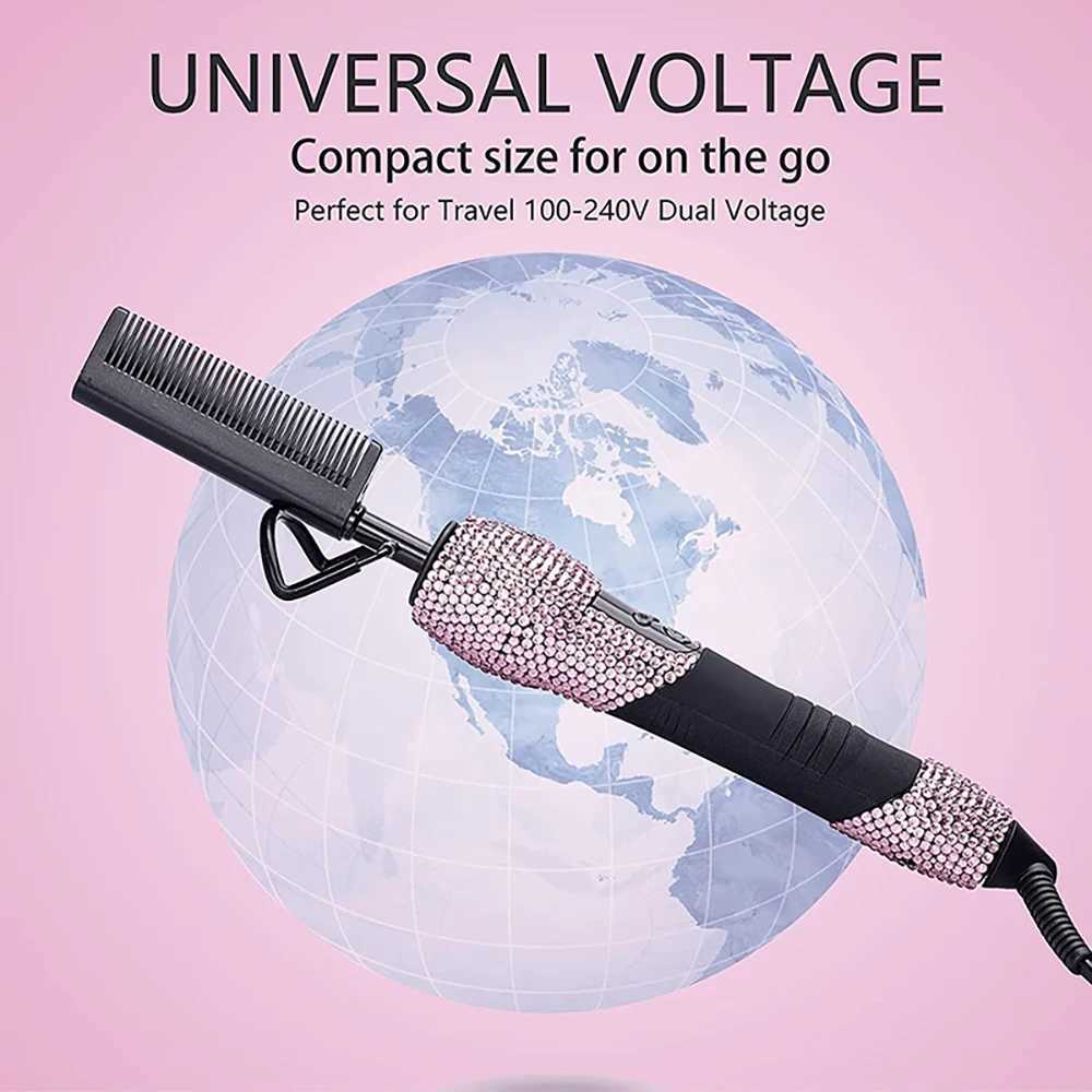 Electric heat comb diamond straight comb Pro ceramic high temperature Peine Alisador De Cabello for African American hair CL240923