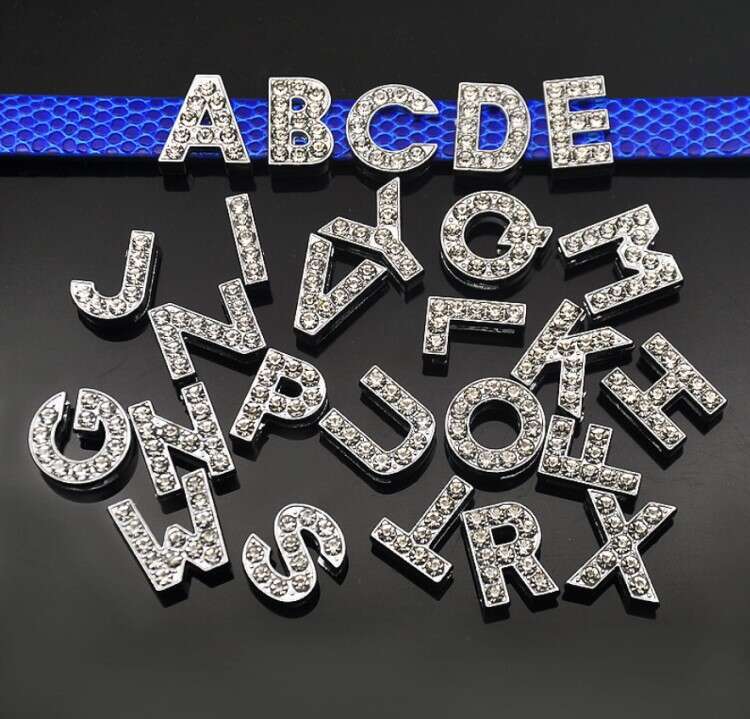 10mm 26 English all DIY name pet collar letters personality rhinestone charm