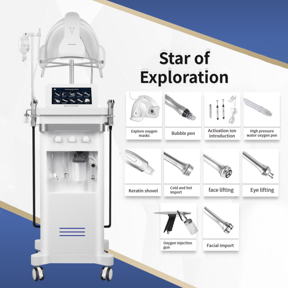 Large Bubble Synthesis Face Dermabrasion beauty Care Skin Cleaning Acne Remover 10 in 1 Photodynamic Machine Aqua Peel Skin Whitening Oil Balance