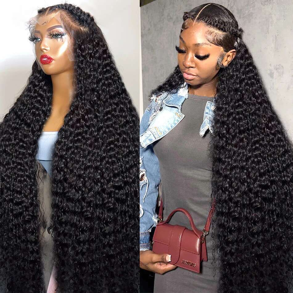 30 40 Inch Deep Wave Full13x4 13x6 HD Wig Water Curly Human Hair Lace Frontal Wigs For Women