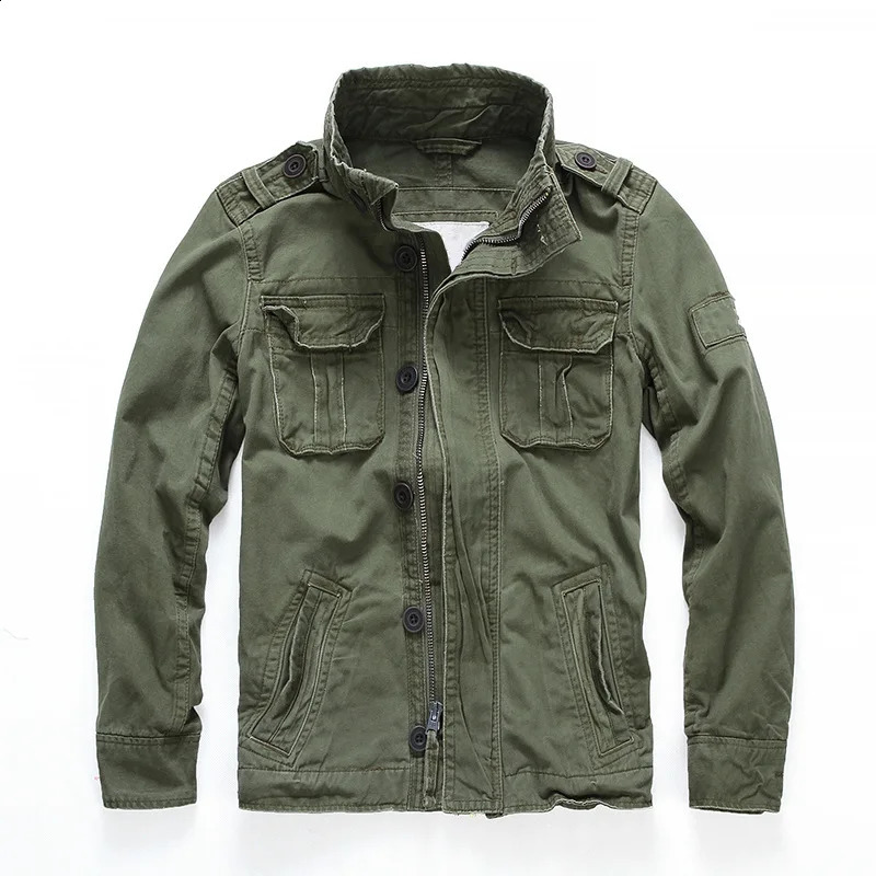 Mens casual Hombre camouflage sports jacket denim green military bomber mens autumn retro pocket 240921