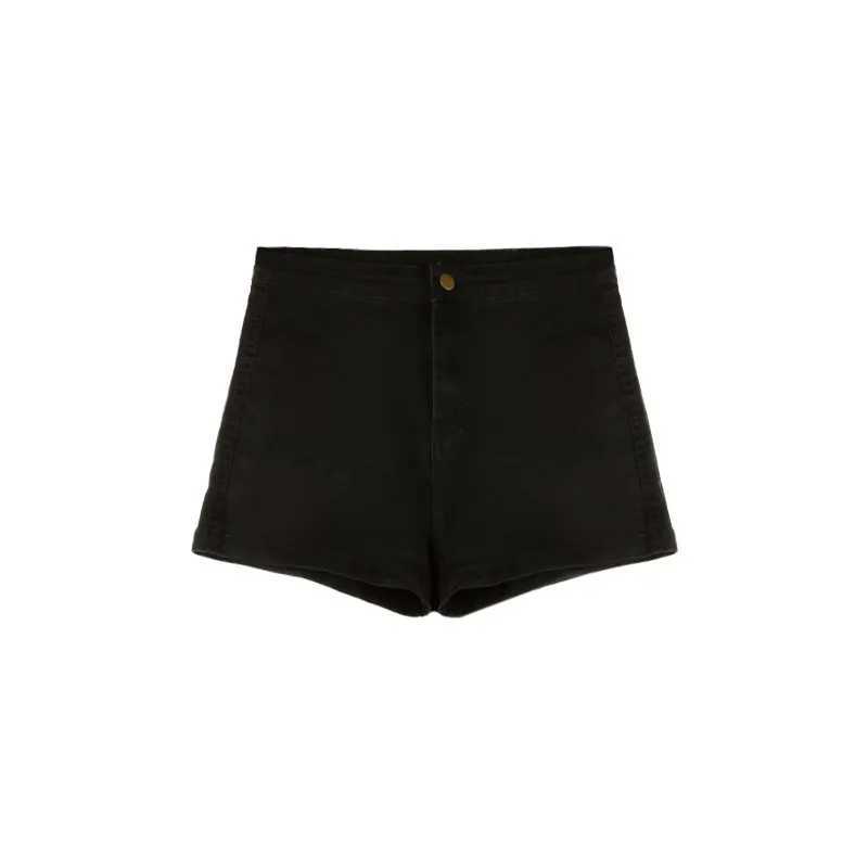 New Summer Women High Waist Button Wigh Leg Jeans Shorts Casual Female Loose Blue Denim Shorts Black WhiteX2409