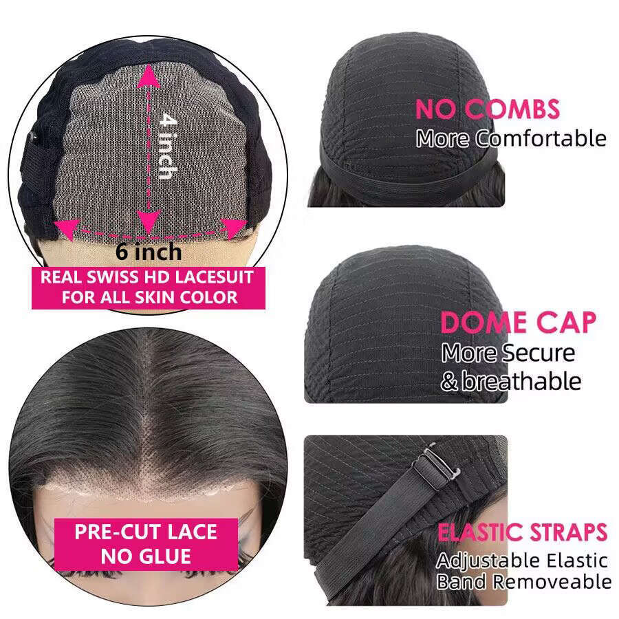 13x4 13x6 Deep Wave Lace Front Wigs Transparent 6x4 5x5 Easy Go Closure Human Hair Ready To Wear Preplucked Wig