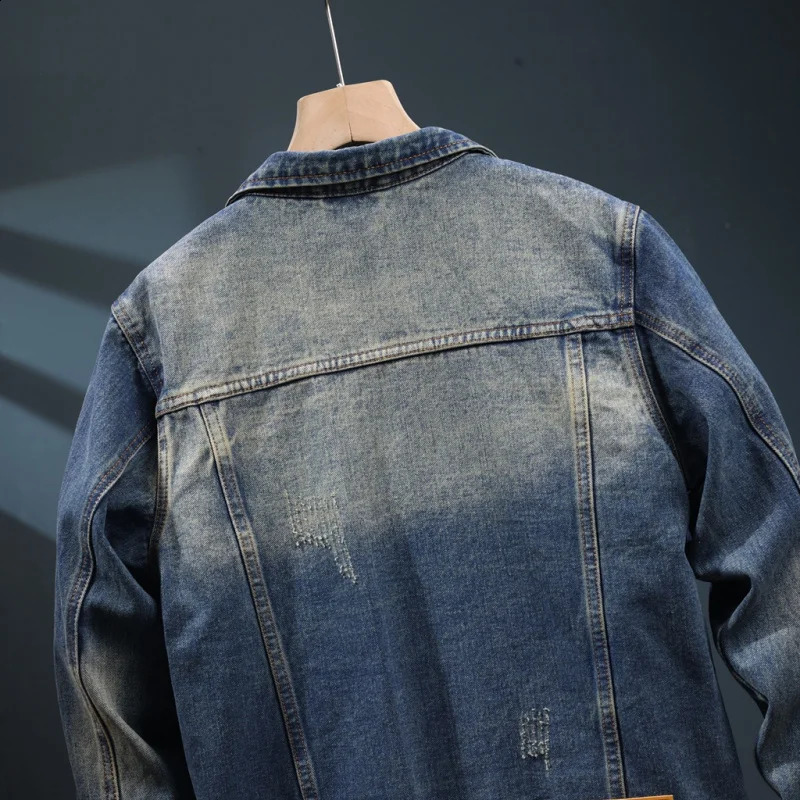 Laundry denim jacket mens American style trend retro street harassment tool highend casual nostalgic autumn clothing 240921