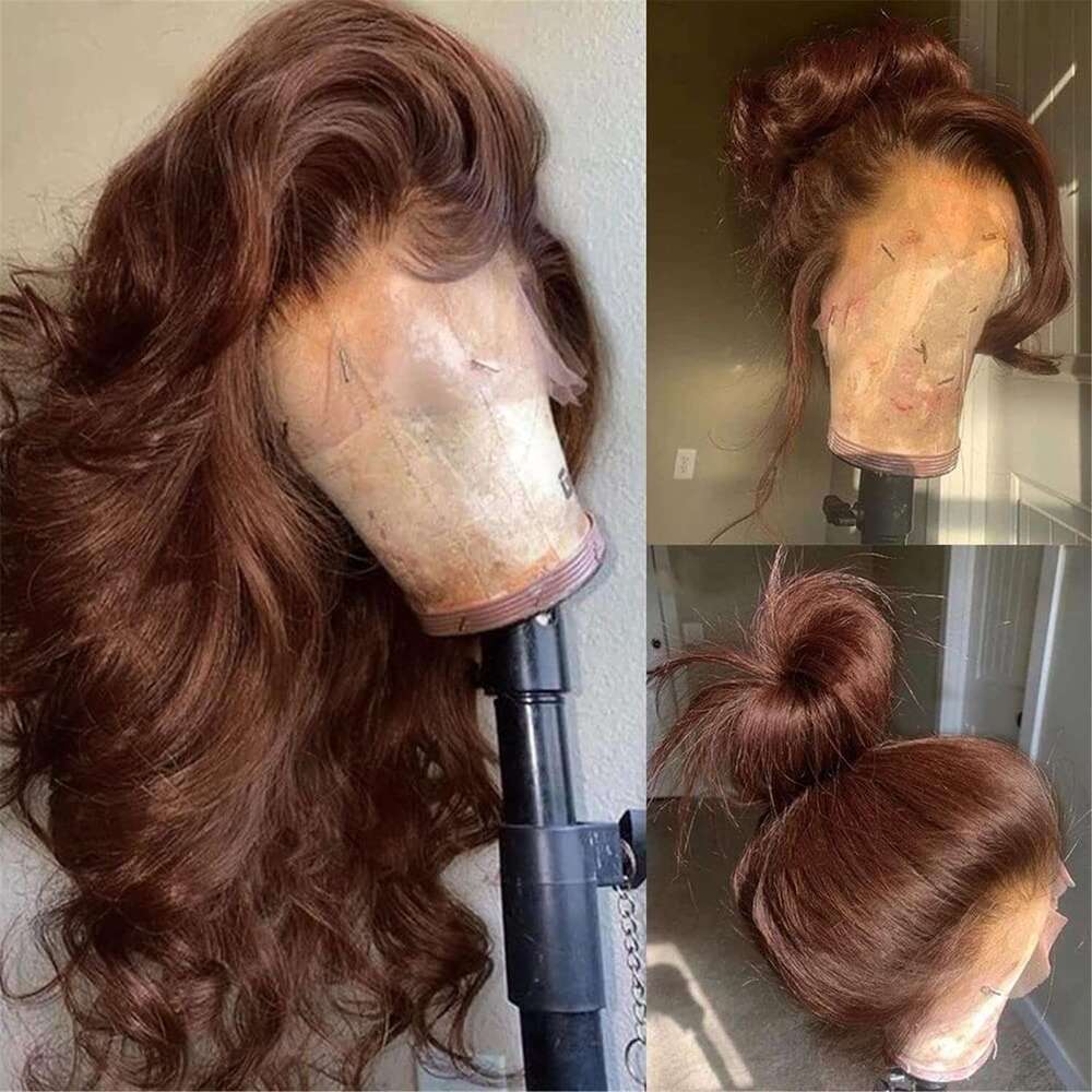 Body Wave Chocolate Lace Front Wigs Human Pre Plucked Brazilian Brown Virgin Hair Bleached HD Frontal Wig For Women