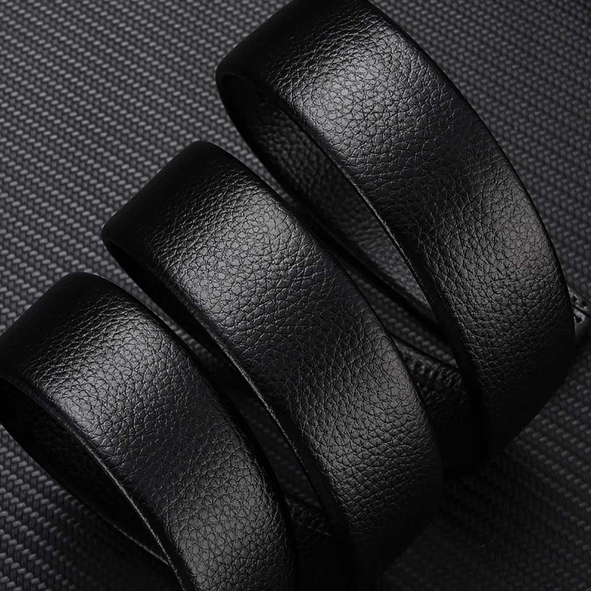 Genuine leather cow belt mens belt with automatic buckle trendy and versatile texture middle-aged and young business beltX240923