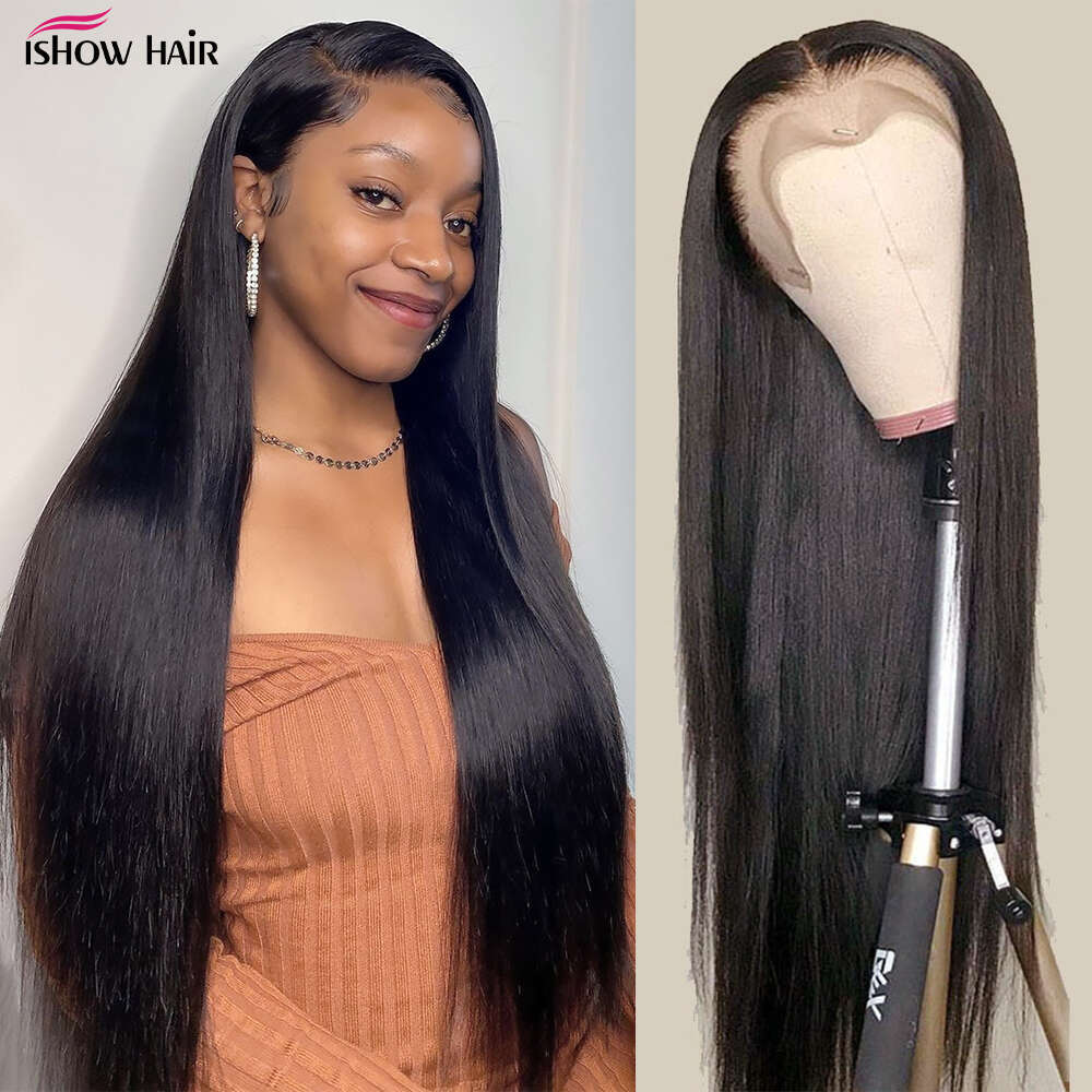 Ishow 13x4 13x6 Straight Front 250 Density Lace Frontal Wigs For Women Pre Plucked Brazilian Closure Wig
