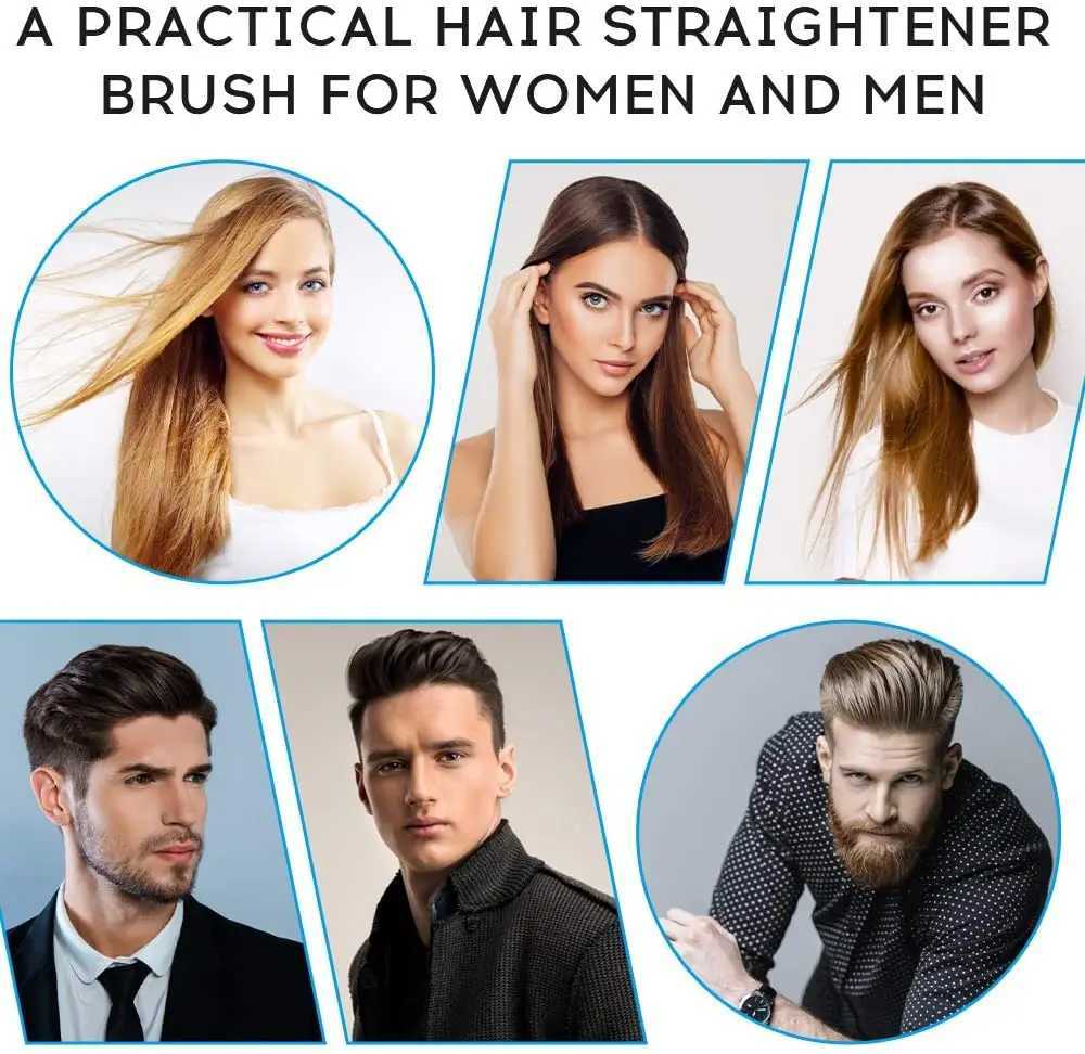 30s fast heating straight hair brush anti scalp ceramic bead straightener 3 temperature heating dual voltage straight hair comb CL240923