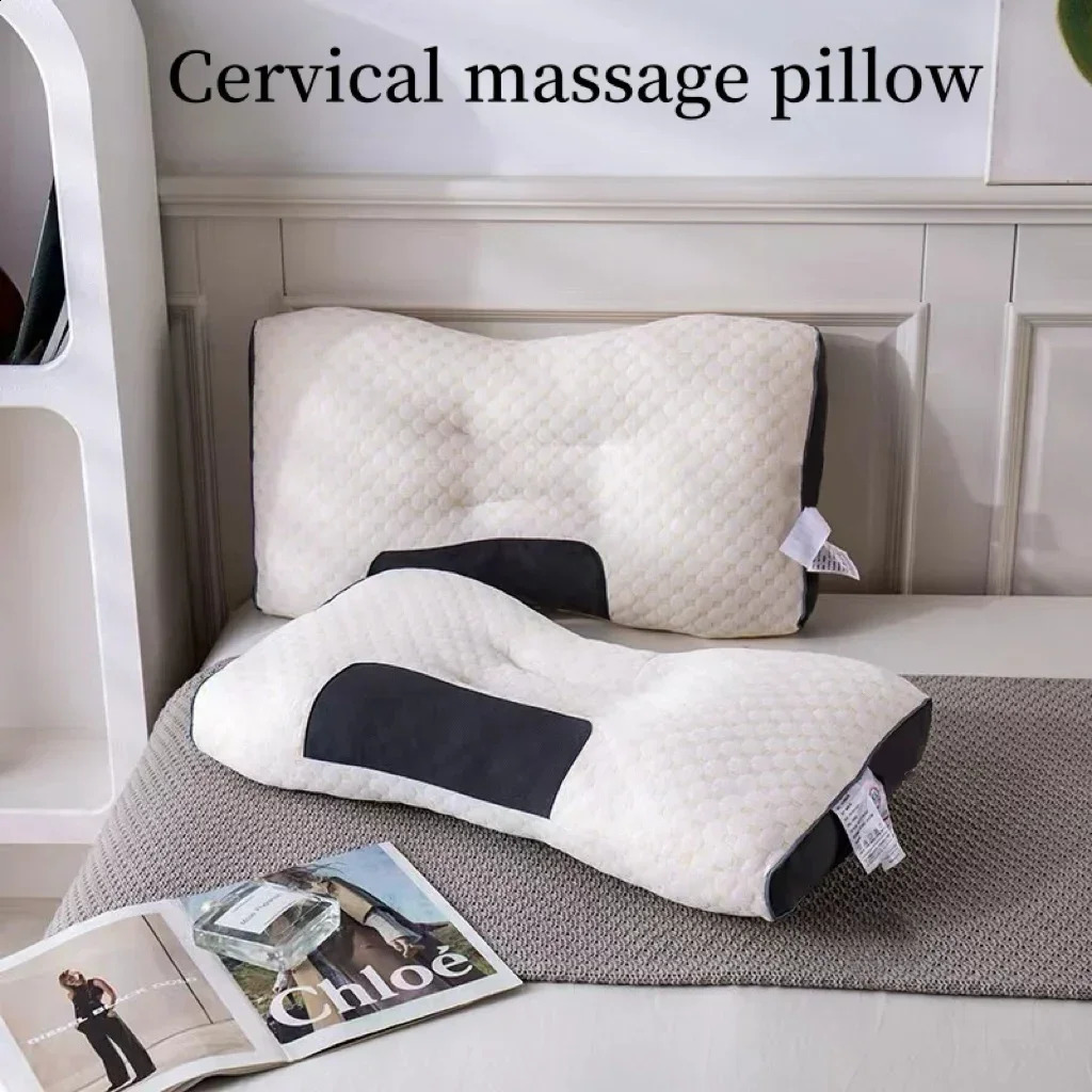 Pillow support for cervical vertebrae helps with sleep. The core of the home pillow will not fall off preventing napping. Pure cotton massage pillow 2