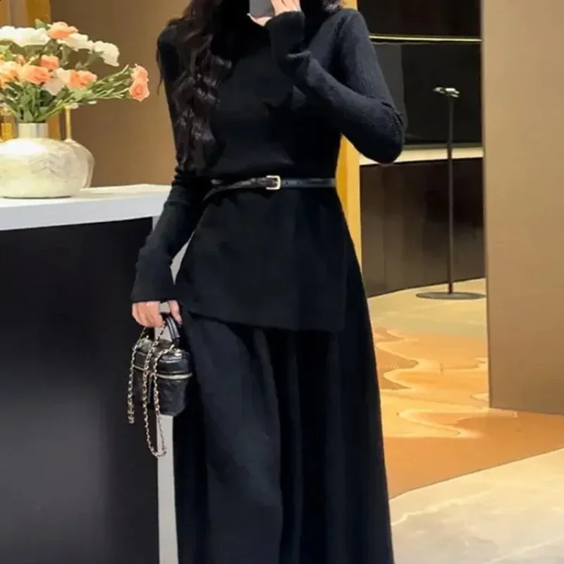 Womens Crochet Dresses In High Quality Autumn and Winter Female Knit Dress Loose On Sales Long Sleeve Korean Fashion 240913