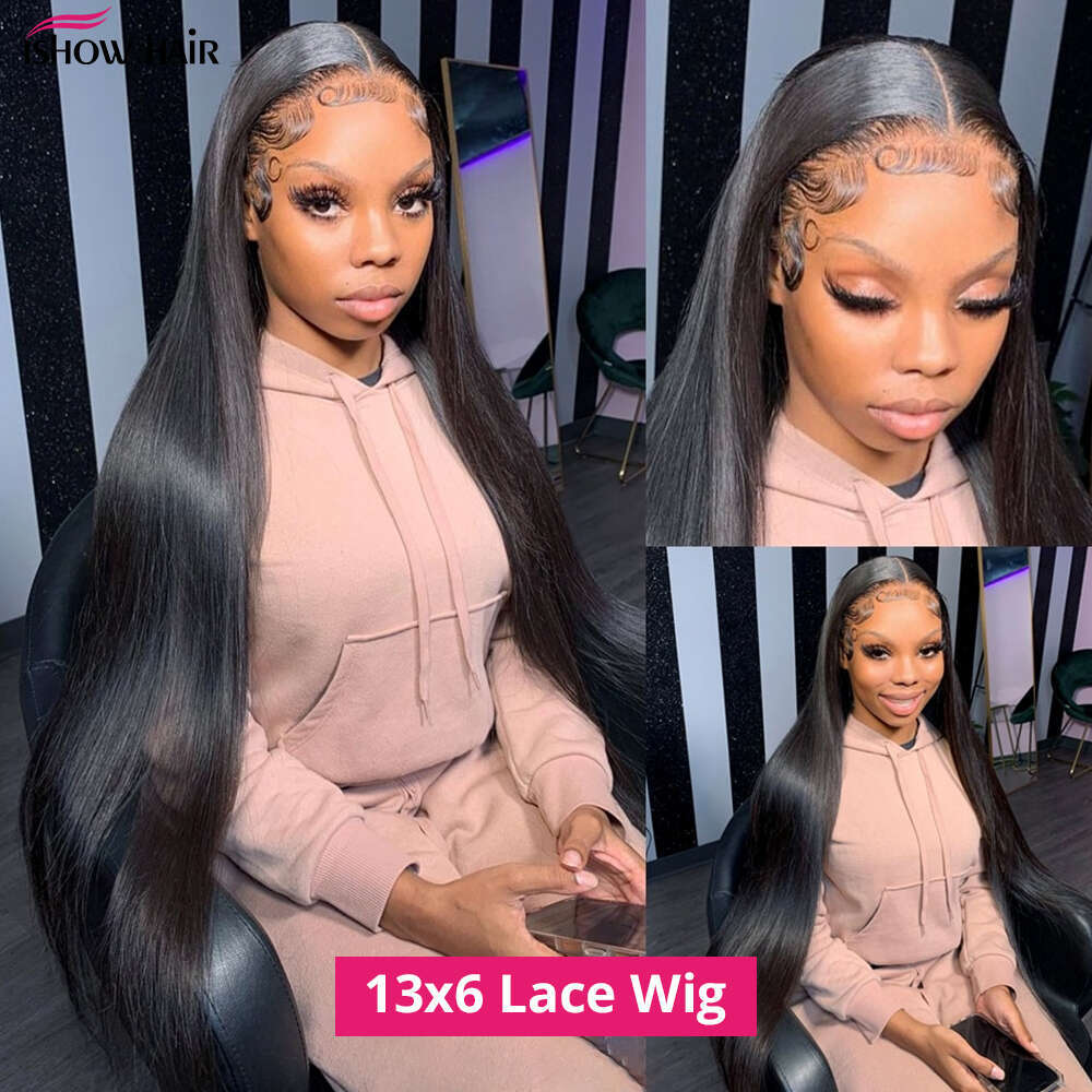 Ishow 13x4 13x6 Straight Front 250 Density Lace Frontal Wigs For Women Pre Plucked Brazilian Closure Wig