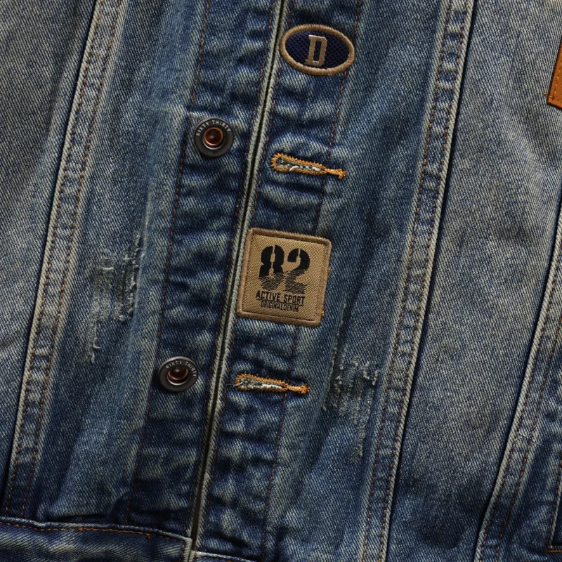 Laundry denim jacket mens American style trend retro street harassment tool highend casual nostalgic autumn clothing 240921