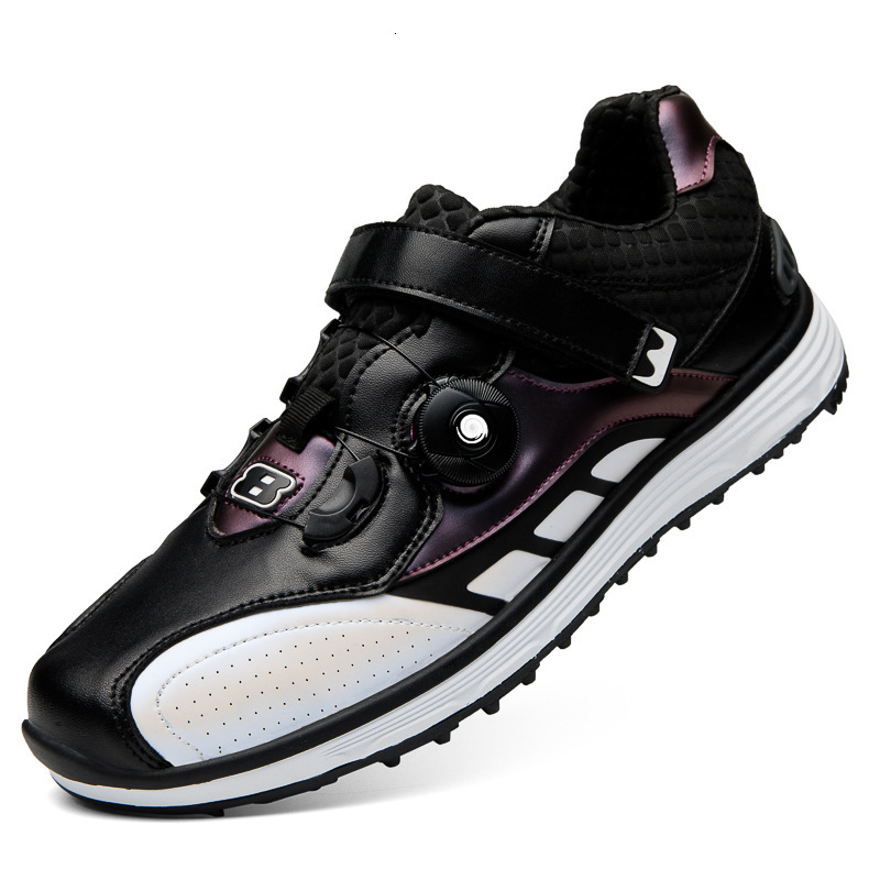 ddmytiger Rotating Button Quick Lacing Breathable Golf Men's Reflective Color Changing Fixed Shattered Nails Anti slip Sports Shoes C