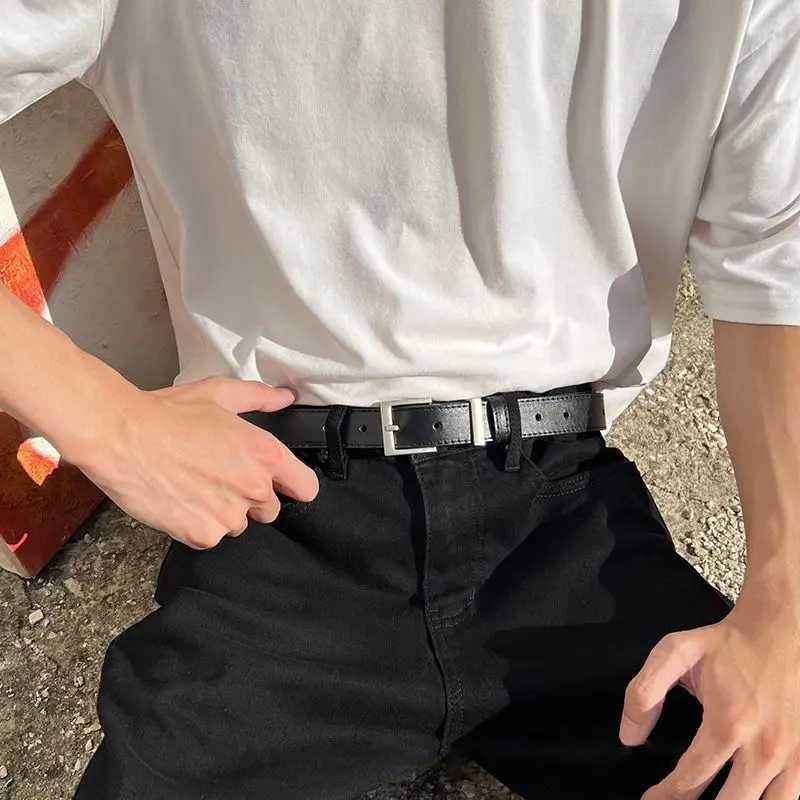 mens belt simple trend fashion commuter Hong Kong style pants belt male Korean version of the student personality pants beltX240923