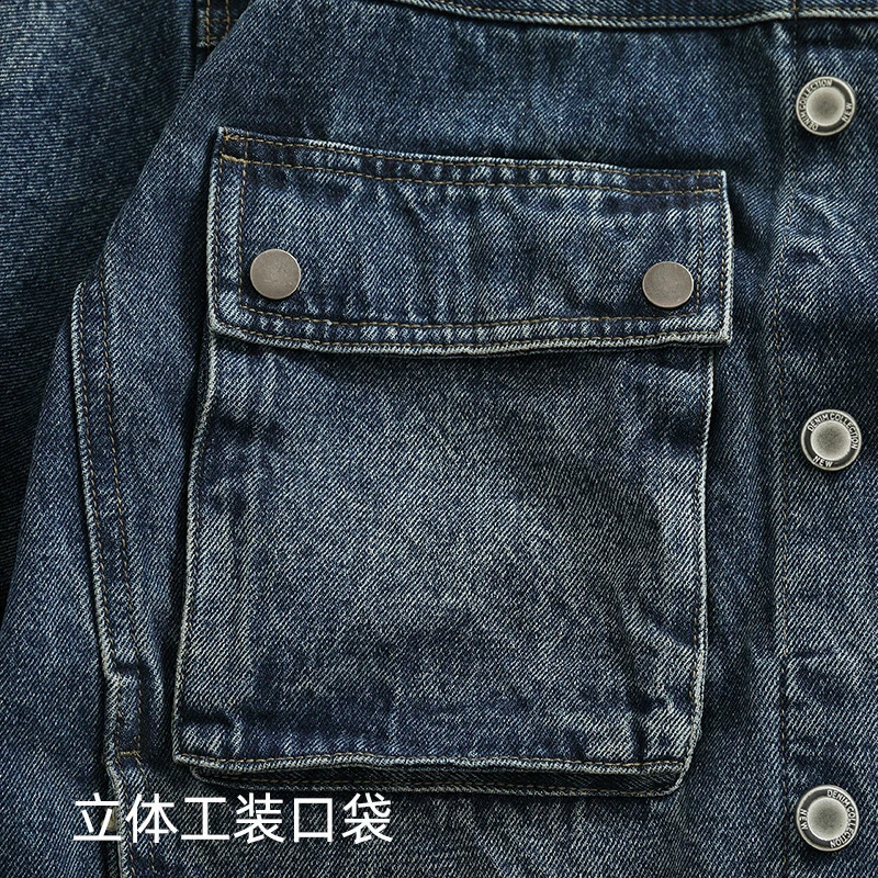 17oz heavyduty American retro casual denim jacket mens motorcycle loose plus size 4XL harsh cargo jeans 240921