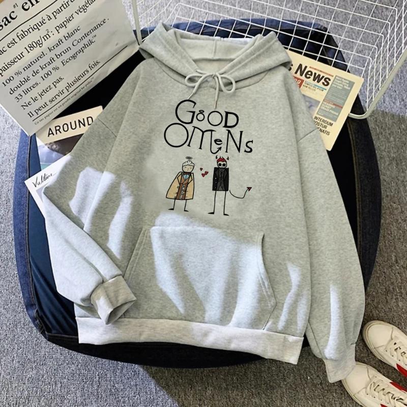 Women's Hoodies Good Omens Women Korean Style Fleece Gothic Vintage Tracksuit Pulls Female Clothing