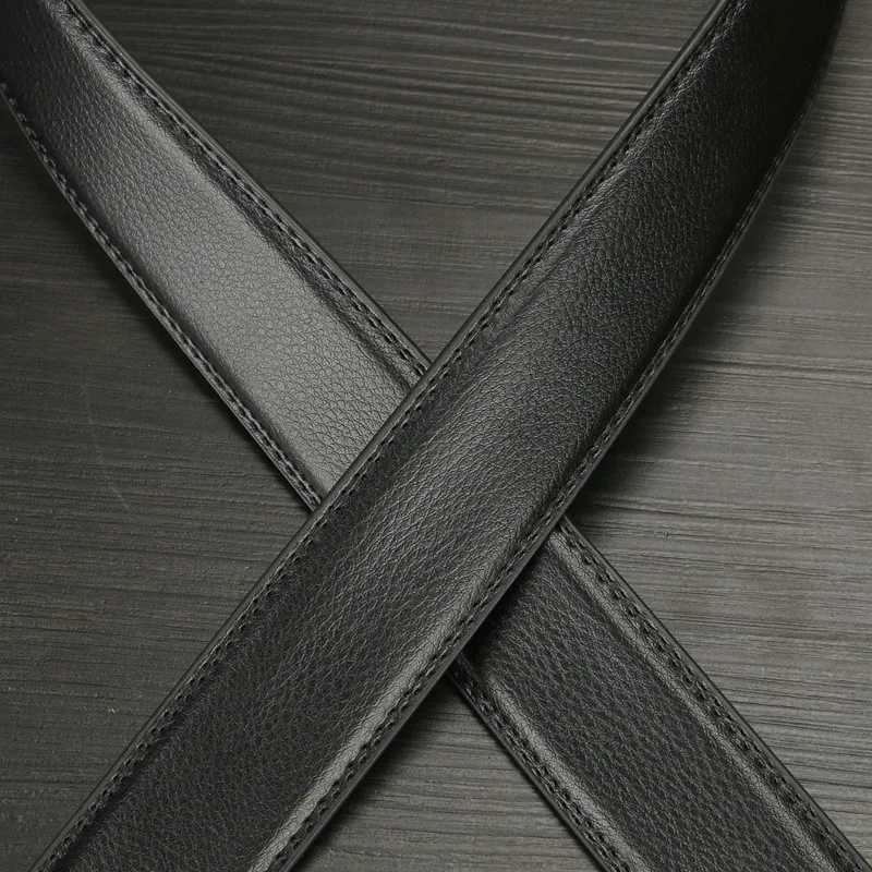 Luxury Men No Buckle Belt PU Leather for Automatic Buckle Waist Strap Long Black Brown Male High Quality Jeans Waistband 3.5CMX240923