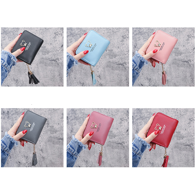 PC Fashion Korean Style Bear Short Women Wallets Mini Cute trend Coin Pocket Card Holder Bag Female wallet Purse Small Zipper Wallet
