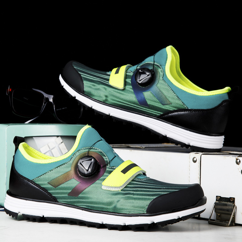 ddmytiger Autumn men's rotary buckle outdoor anti slip and broken nail colorful golf shoes, breathable, lightweight, casual sports shoes C