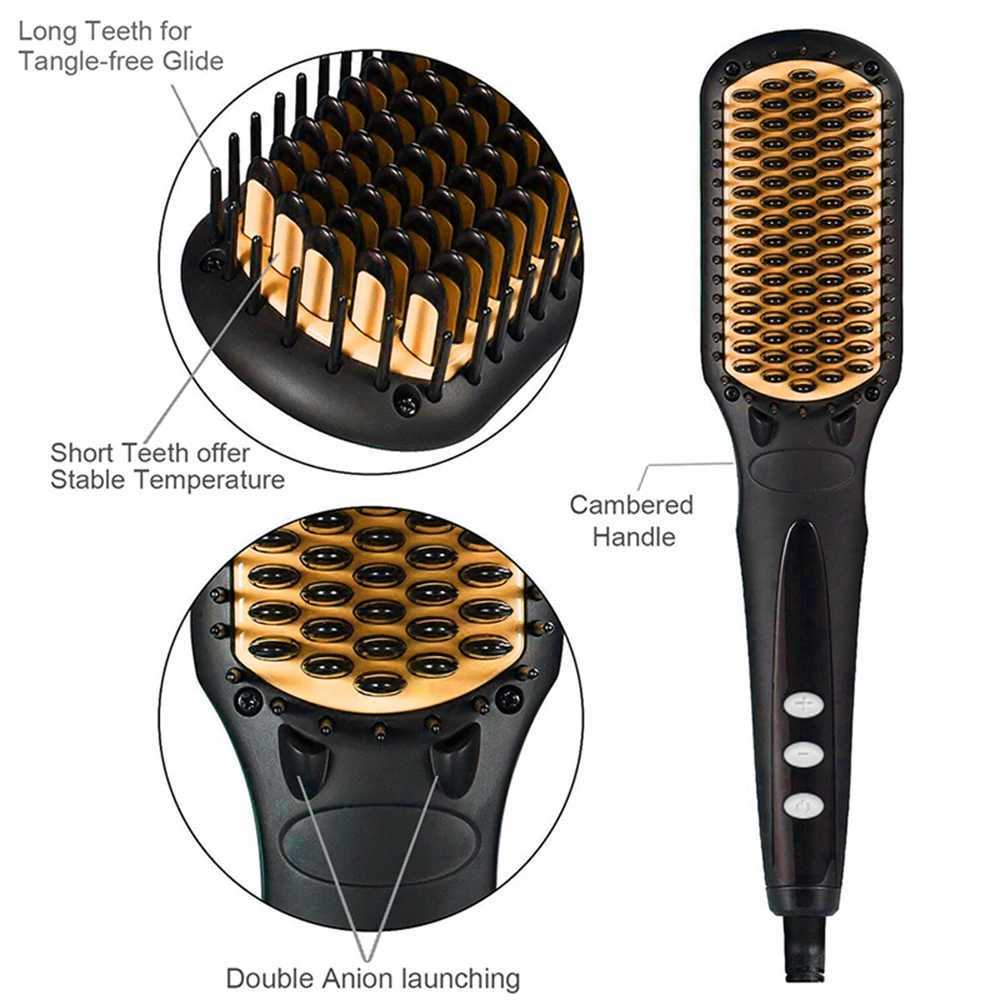 Quick hair straightener beard straightener ironing comb salon quick hot hair styling tool ceramic straightening brush CL240923