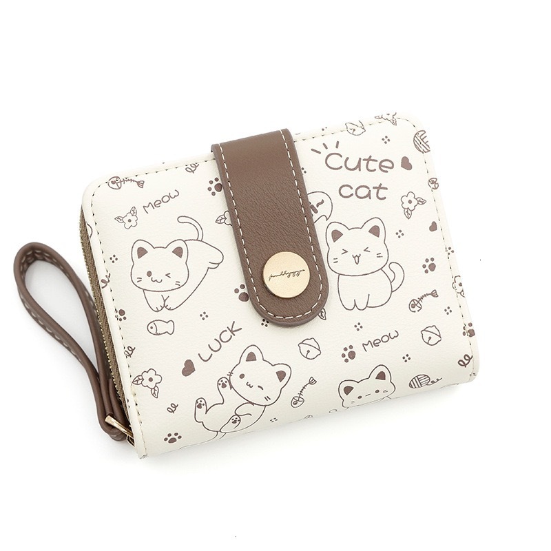 2025 New Cute Cat Girl Wallet Short Student Card Clip Money Bag Zipper Women wallet s Wallet