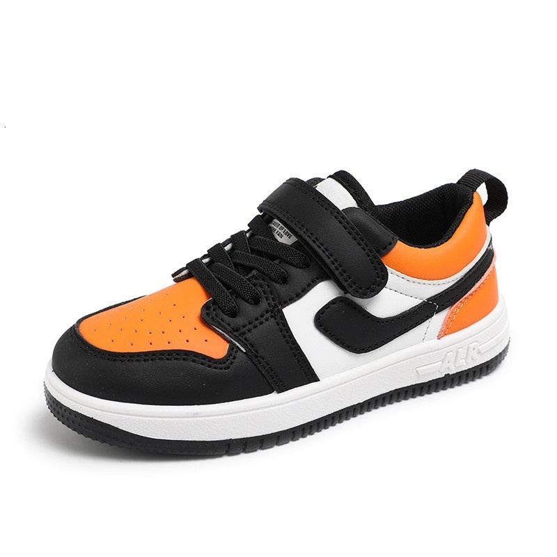 Children's low cut leather casual board new girls' color matching Korean version, boys' sports shoes, students' handsome and versa