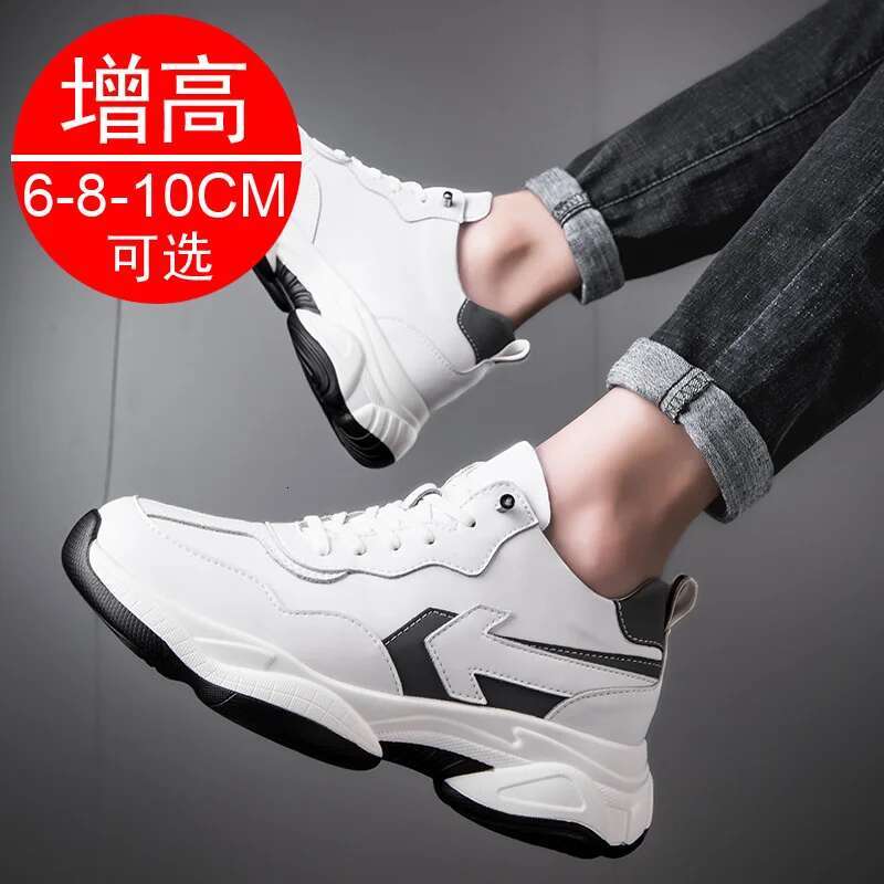 Elevator shoes for man height increase 8cm brand sneaker genuine leather men's hidden heels taller casual shoe
