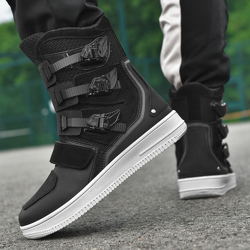 ddmytiger new plus size casual buckle high top fashionable with anti slip rubber gear shift plate motorcycle shoes C ddmythur