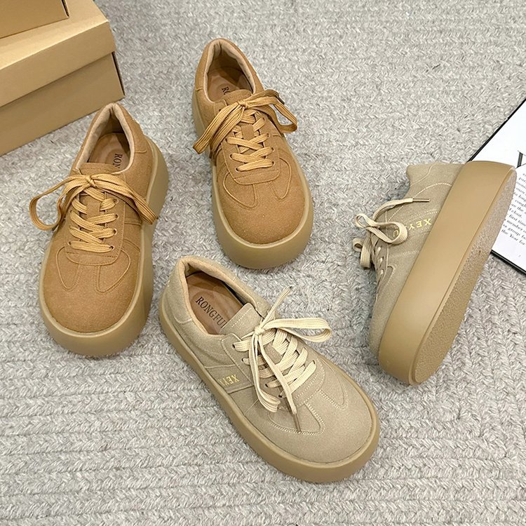 Casual Women's 2024 Thick Sole Height Increasing Fashion Sneakers in Khaki 0ca7