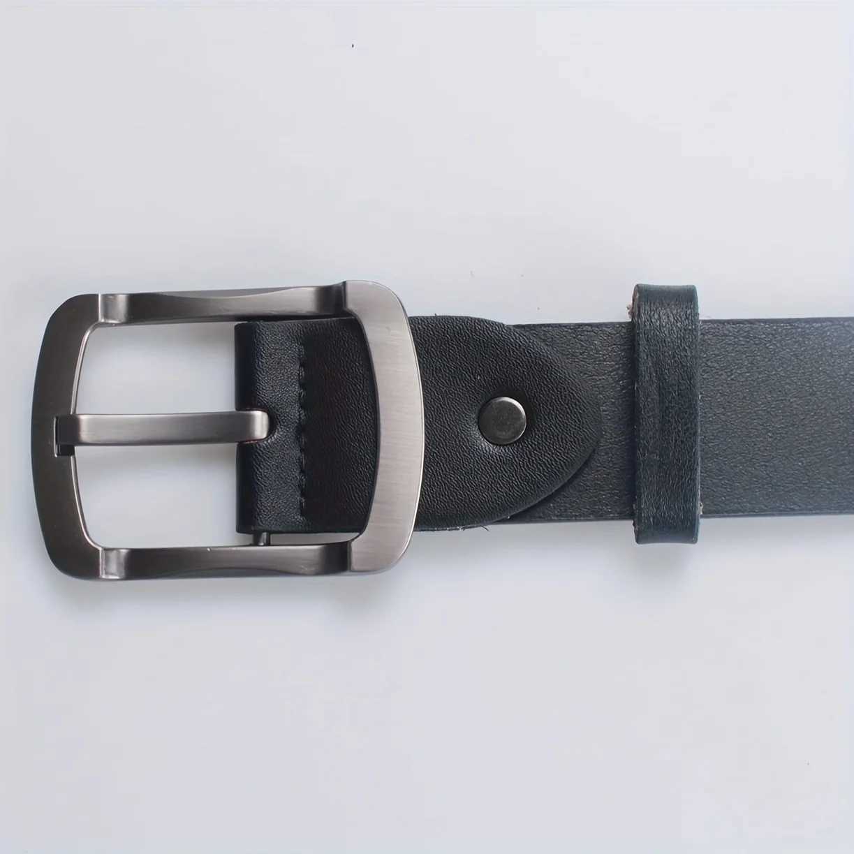 Mens PU Leather Alloy Pin Square Buckle Belt BusinessLeisure Belts 2024 Fashion Black WaistBelts for MenX240923