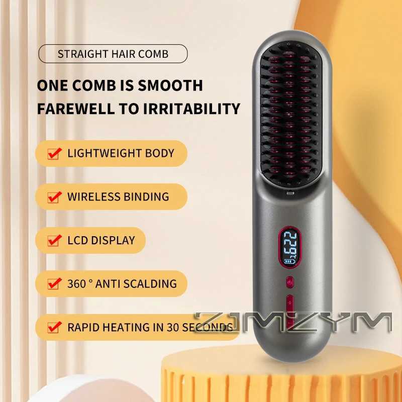 Wireless straight hair comb negative ion double straight plate clip curling iron splicing pulling electric straight hair comb CL240923
