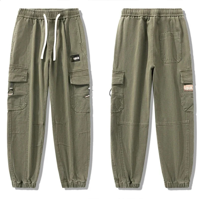 Mens Military Tactical Joggers Sweatpants Appliques American Style Cargo Pants Y2K Vintage Baggy Multi-pocket Trousers 240911