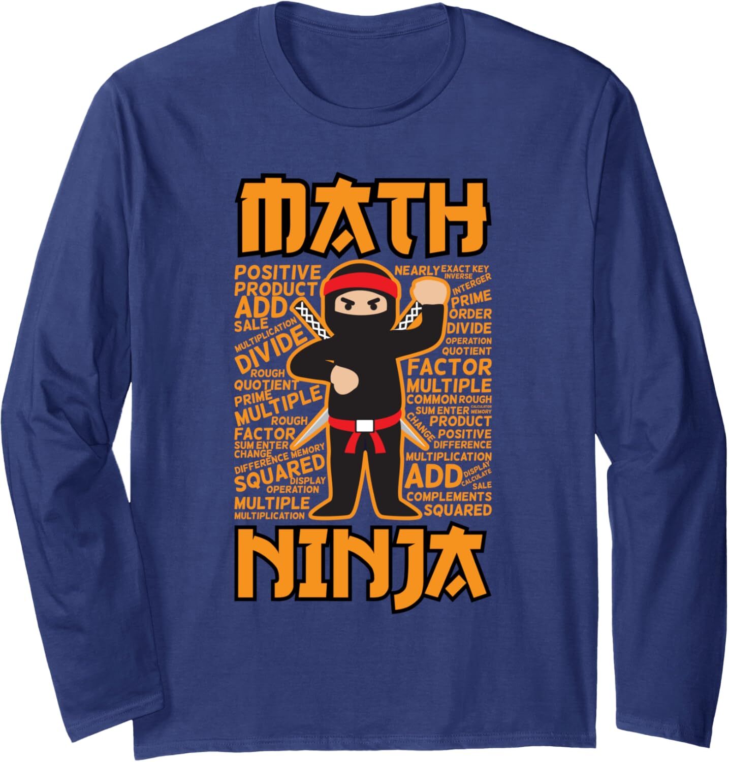 Long Sleeve Shirts for Men sweatshirt Funny Math Ninja Gift Idea For Maths Teacher Student Long Sleeve Tee Streetwear Casual tops clothes