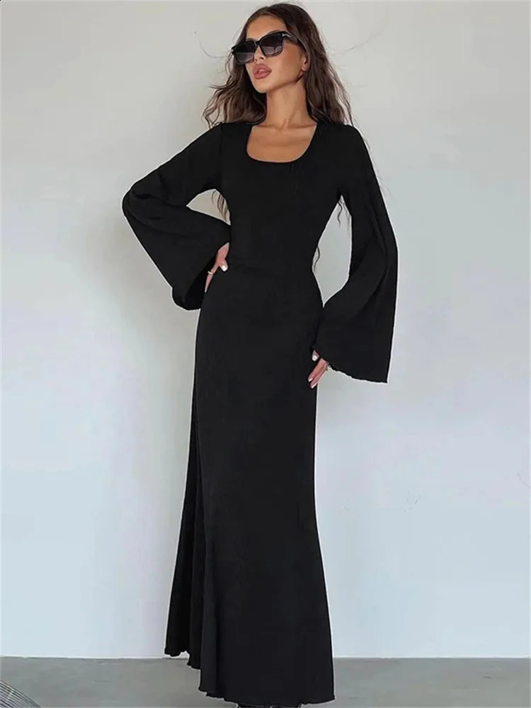 Fantoye Solid Lace Up Flying Sleeve Loose Fit Patchwork Female Dress Casual Streetwear Fashion Women Dress 240913