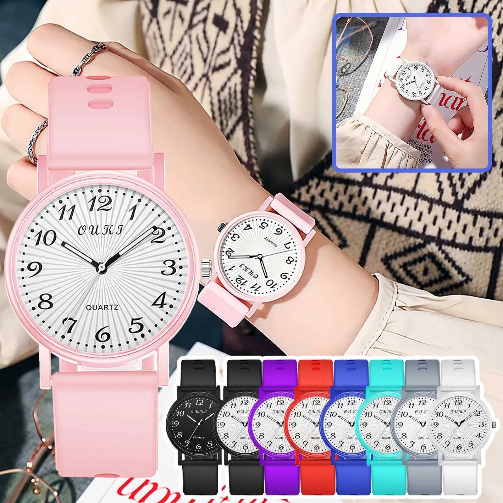 Multi Color Silicone Strap Watch for Students Quartz Minimalist Watch Digital Ins Watches for Women Fashion Round Dial RelogioX240923