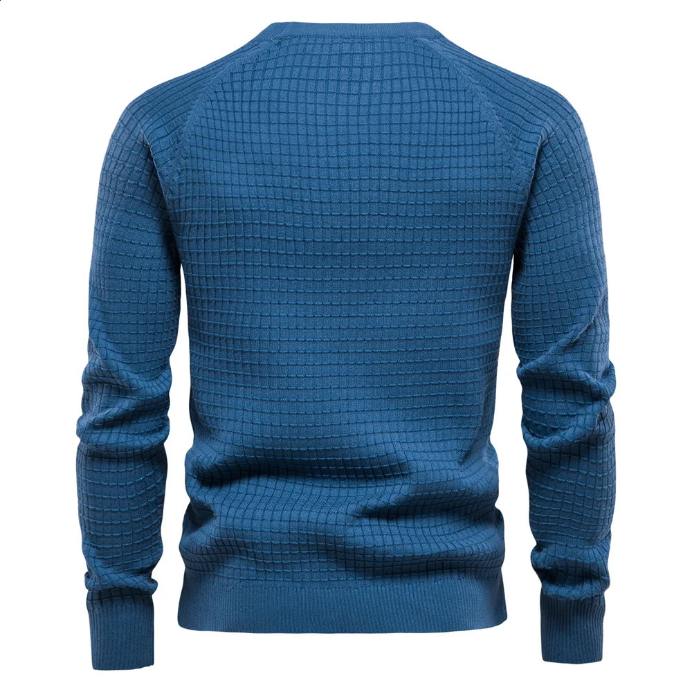 AIOPESON 100% Cotton Men Sweaters Soild Color O-neck High Quality Mesh Pullovers Male Winter Autumn Basic Sweaters for Men 240923