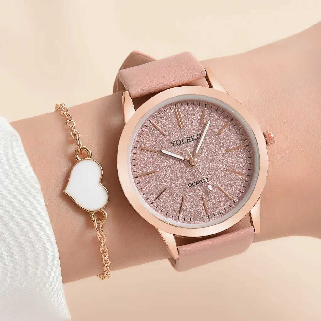 2pcs Set Watches for Women Fashion Casual Ladies Quartz Wristwatches Leather Strap Watch Women Female Clock for Girl Gift No BoxX240923