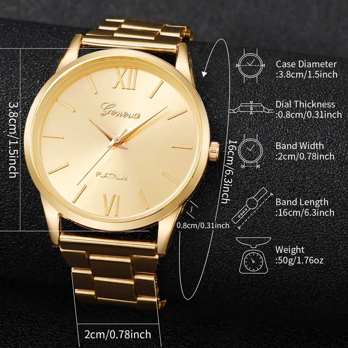 6PCS Womens Watch Fashion Gold Steel Band Quartz Watches Bracelets SetWithout BoxX240923