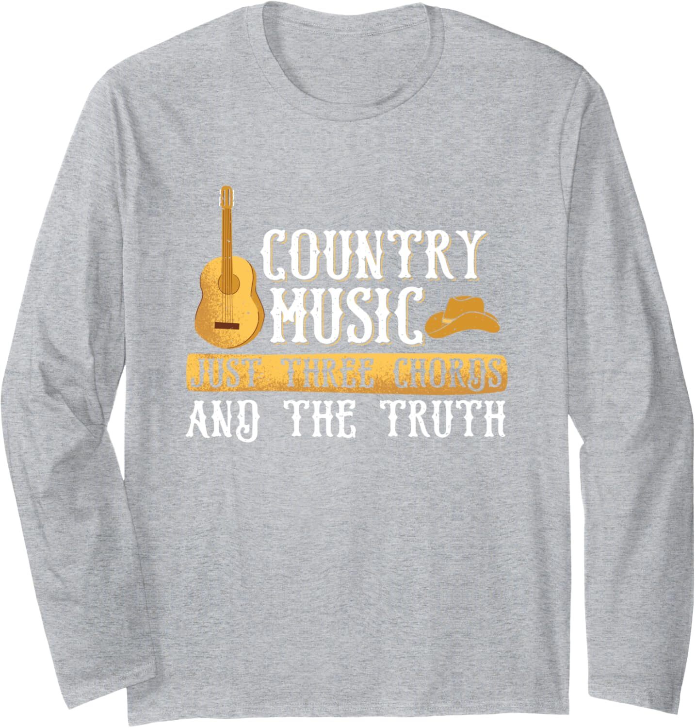 Long Sleeve Shirts for Men sweatshirt Vintage Country Music Just Three Chords Guitar Cowboy Gift Long SleeveTee Streetwear Casual tops clothes