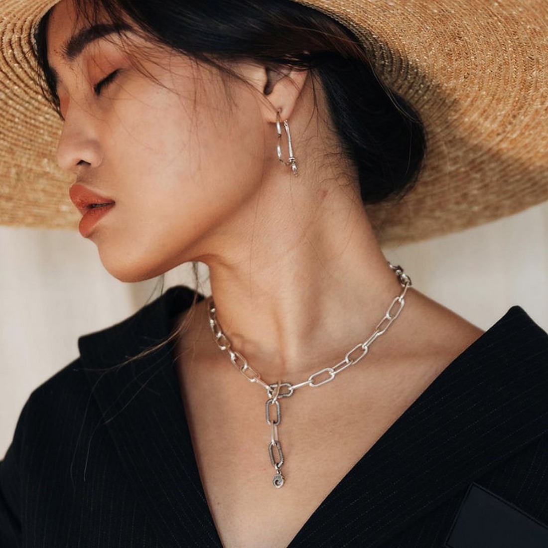 925 Silver Fit Necklace Pendant heart women fashion jewelry Exquisite Chain Link Me Series