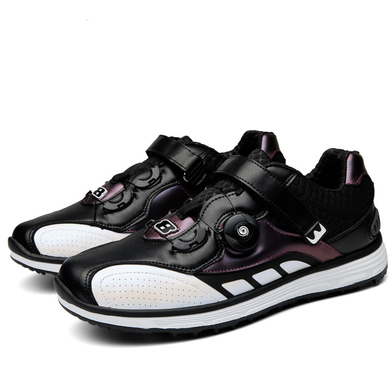 ddmytiger Rotating Button Quick Lacing Breathable Golf Men's Reflective Color Changing Fixed Shattered Nails Anti slip Sports Shoes C