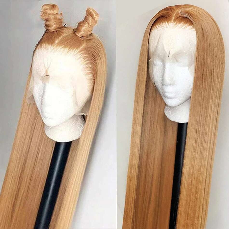#27 Honey Blonde 13x4 HD Transparent For Women Bone Straight Human Hair Lace Front Wig
