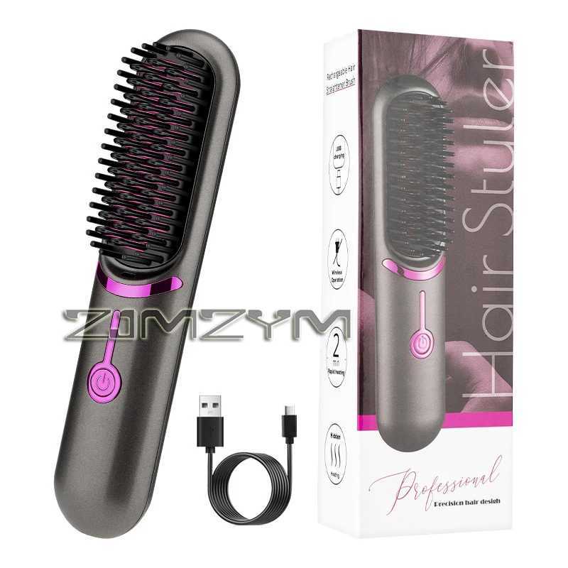Wireless hair straightener USB charging fast heating hair straightener brush multifunctional ceramic hair straightener CL240923