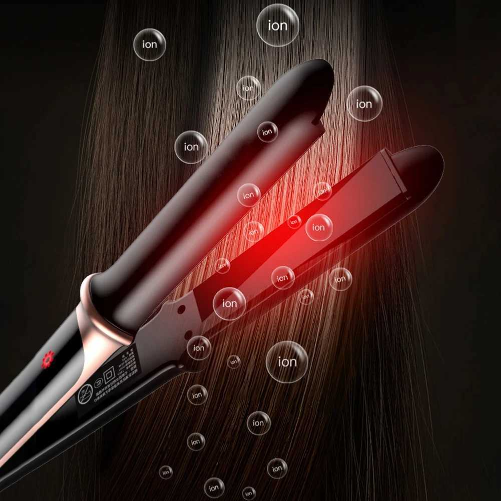 Professional straightener ceramic straightening tool LCD display screen 2-in-1 roll flat iron straightener multifunctional styling tool CL240923