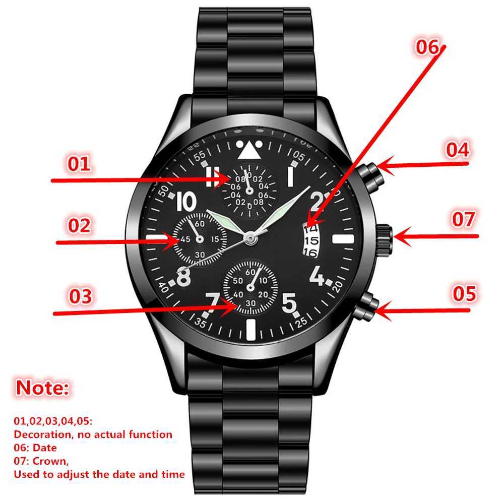 Quartz Wristwatch Luminous Mens Watches Classic Calendar Mens Business Steel Relogio Masculino PopularX240923