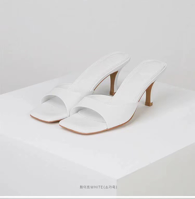 Elegant Girls High Heel Sandals Slippers .stiletto Heel,square Toe Casual Party Summer Women Mules Heels Shoes