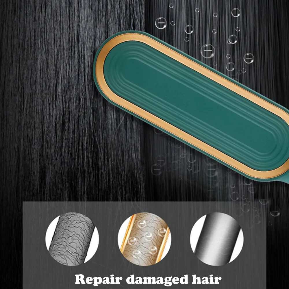 2-in-1 electric professional negative ion straight hair brush curling comb with LCD display curling tool CL240923