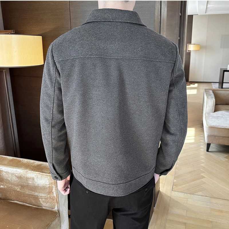 Brand clothing mens spring high-quality wool jacket/mens ultra-thin slim and thick keeping warm coarse woolen jacket fashionable casual jacket W240921